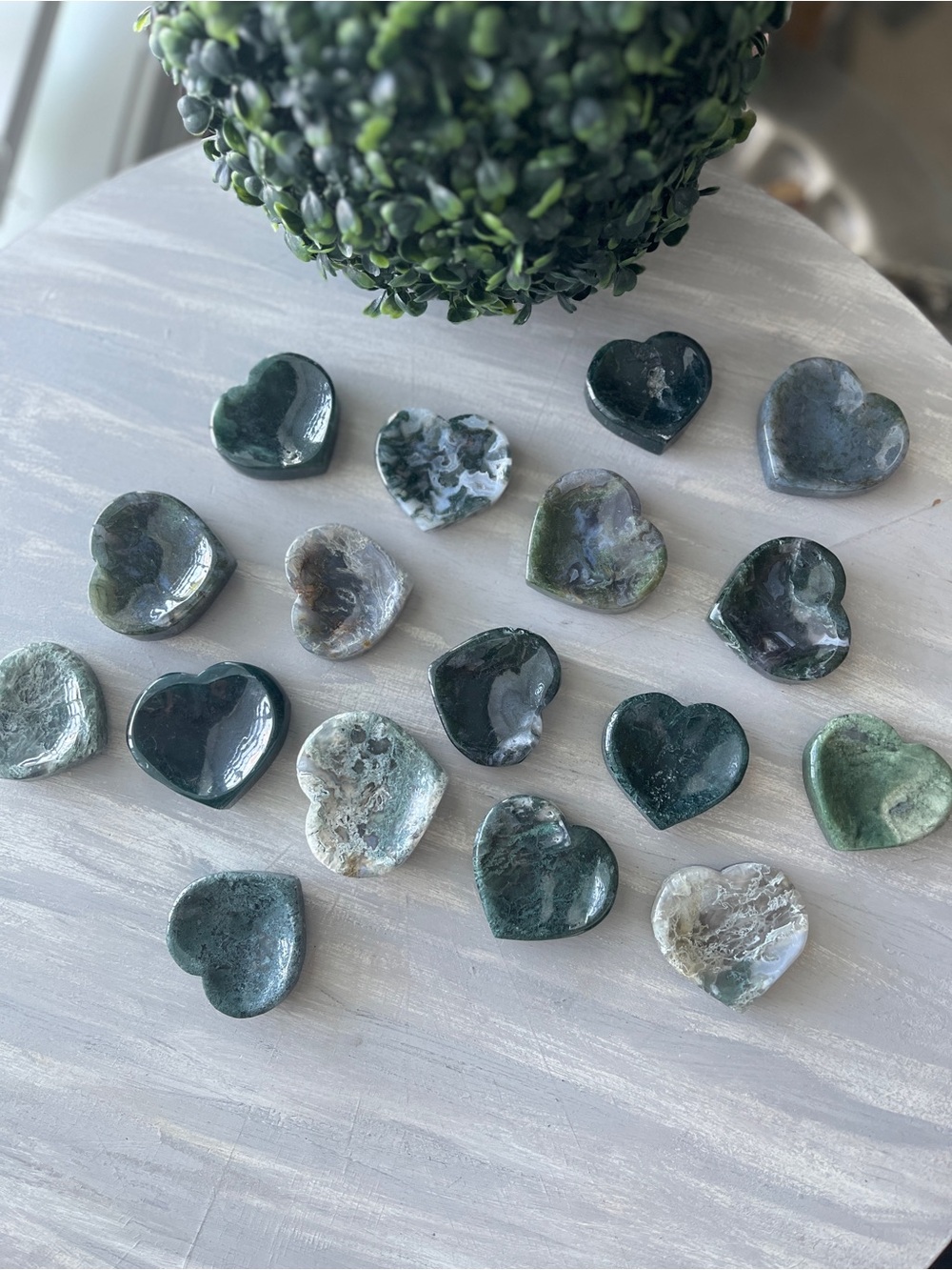 Moss agate heart dish